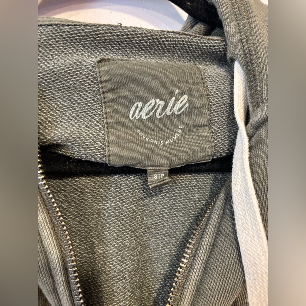 Aerie Down-to-Earth Full Zip Hoodie Festive Olive Size Small - Picture 4 of 5